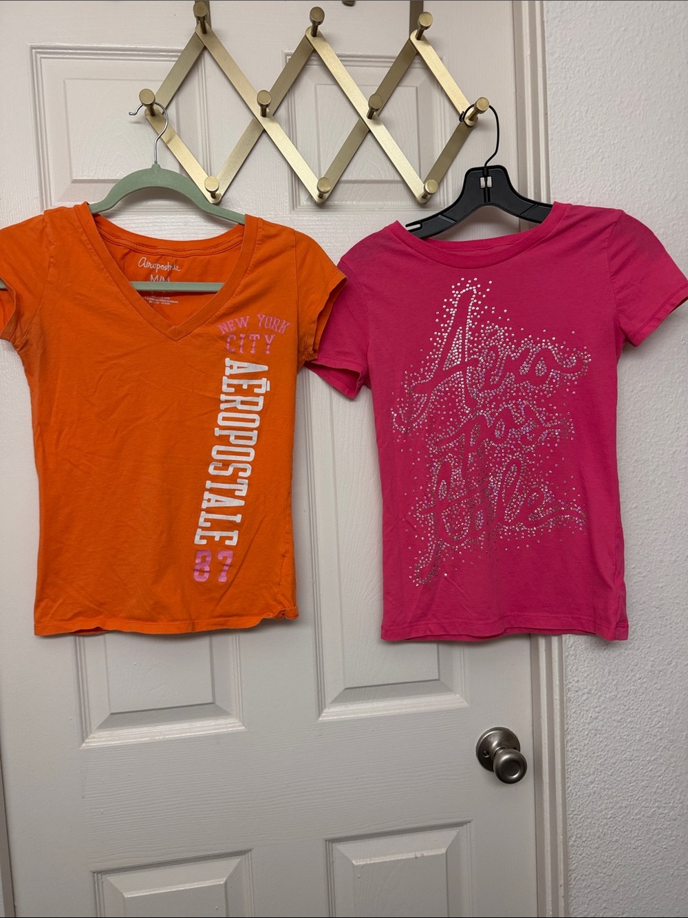 Y2k Aeropostale Orange and Pink Graphic Short Sleeve Tees